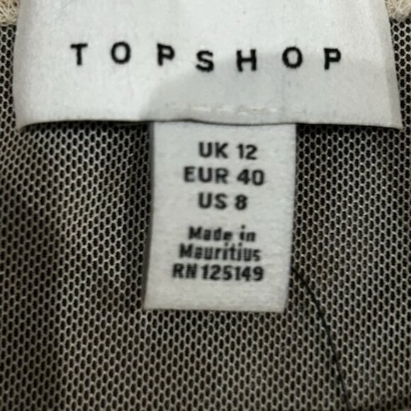 NWT Topshop Ivory Sepia Print Mesh Mock Neck Top - Picture 4 of 7